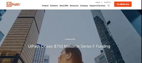 重磅！UiPath獲得F輪7.5億美元融資，估值達(dá)到350億美元