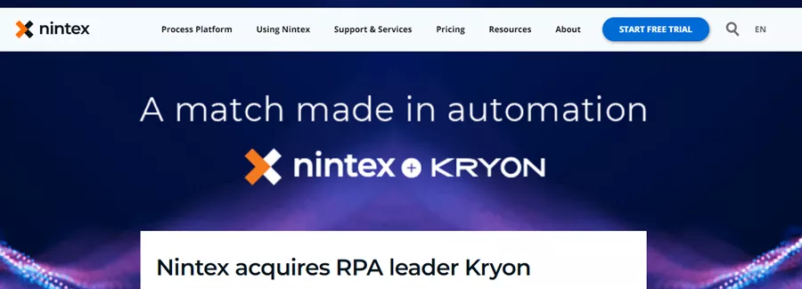 重磅！RPA領導者Nintex，收購著名RPA廠商Kryon