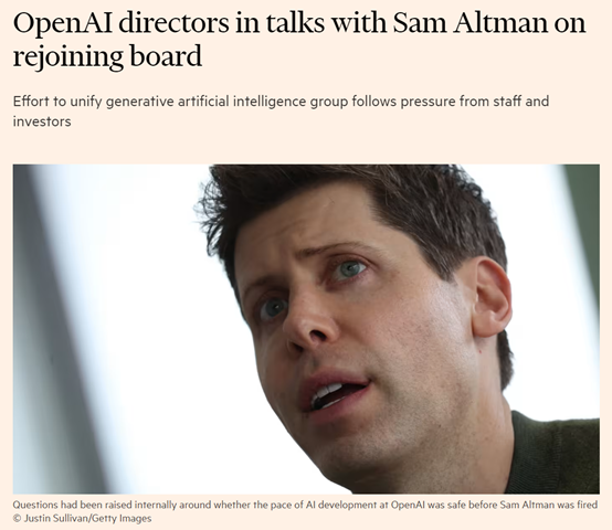 OpenAI再次與Sam Altman談判；ChatGPT Voice正式上線