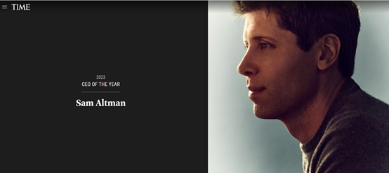 OpenAI的Sam Altman，獲《時代》2023年度最佳CEO