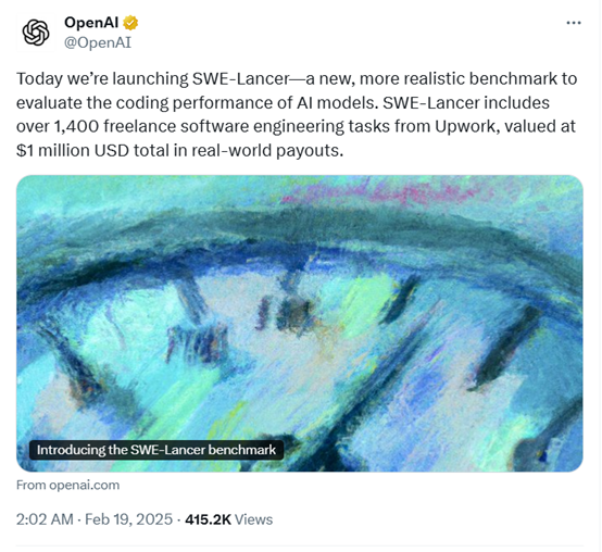 全球首測！OpenAI開源SWELancer，大模型沖擊100萬年薪