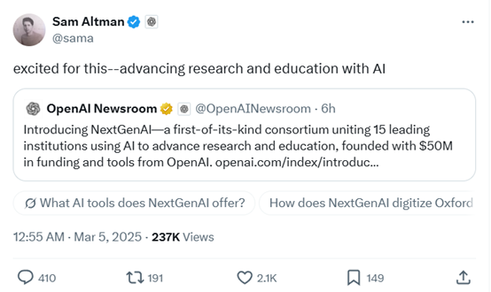 剛剛，OpenAI發布NextGenAI，徹底顛覆傳統教育